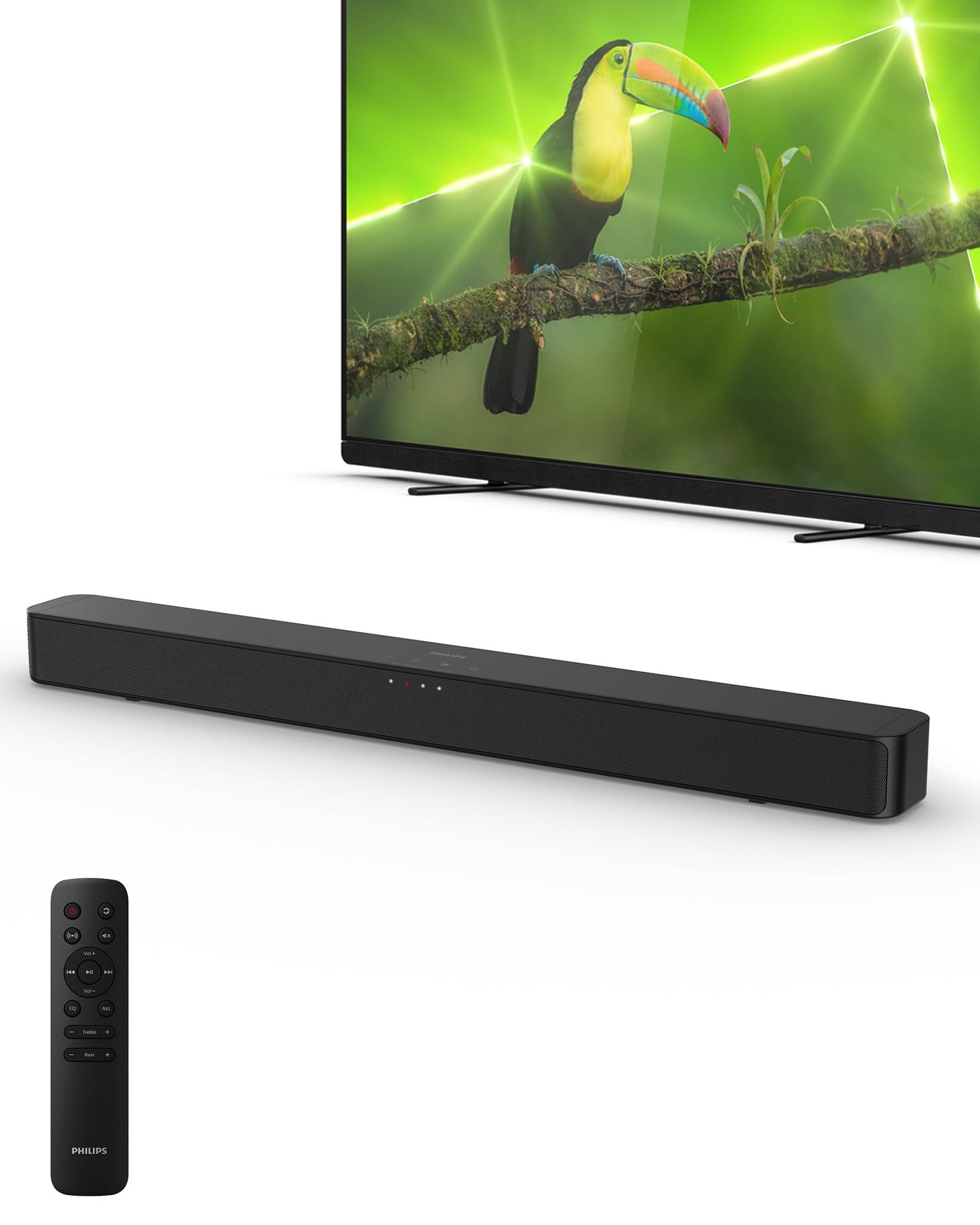 Philips B4000 2.0 Channel Bluetooth Soundbar - HDMI ARC, Roku TV Ready, 60W Max Power, Black