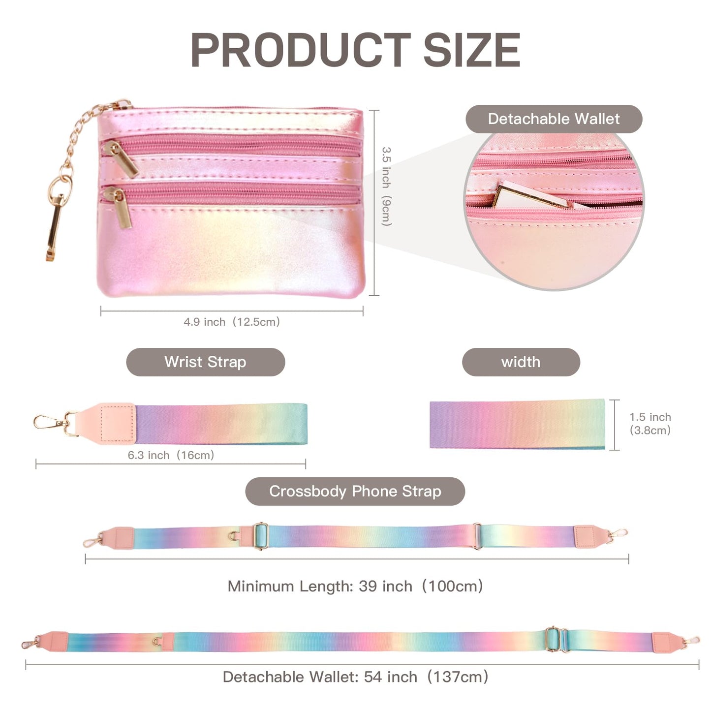 Long Pond Stylish Phone Crossbody Lanyard Strap with Wallet, Adjustable Anti-Loss Detachable Wrist Strap for Women, Secure Hands-Free Holder