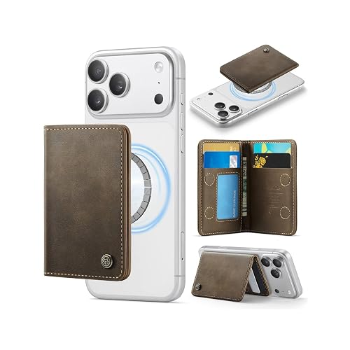 XIMAND Magnetic Wallet Card Holder with RFID Protection, PU Leather Slim Wallet, Strong Magnet Attachment for iPhone 18/17/16/15/14/13/12 Series Pro