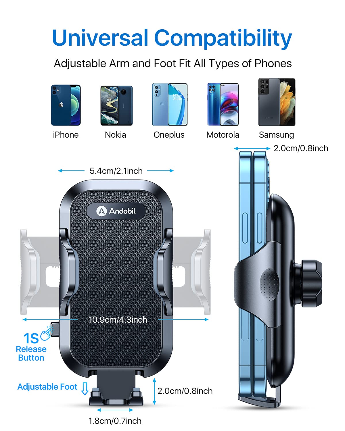 andobil 2026 Upgraded Car Phone Holder Mount for Vent, Military Sturdy Metal Clip Air Vent Phone Holder for Your Car Easy Used Cell Phone Car Mount