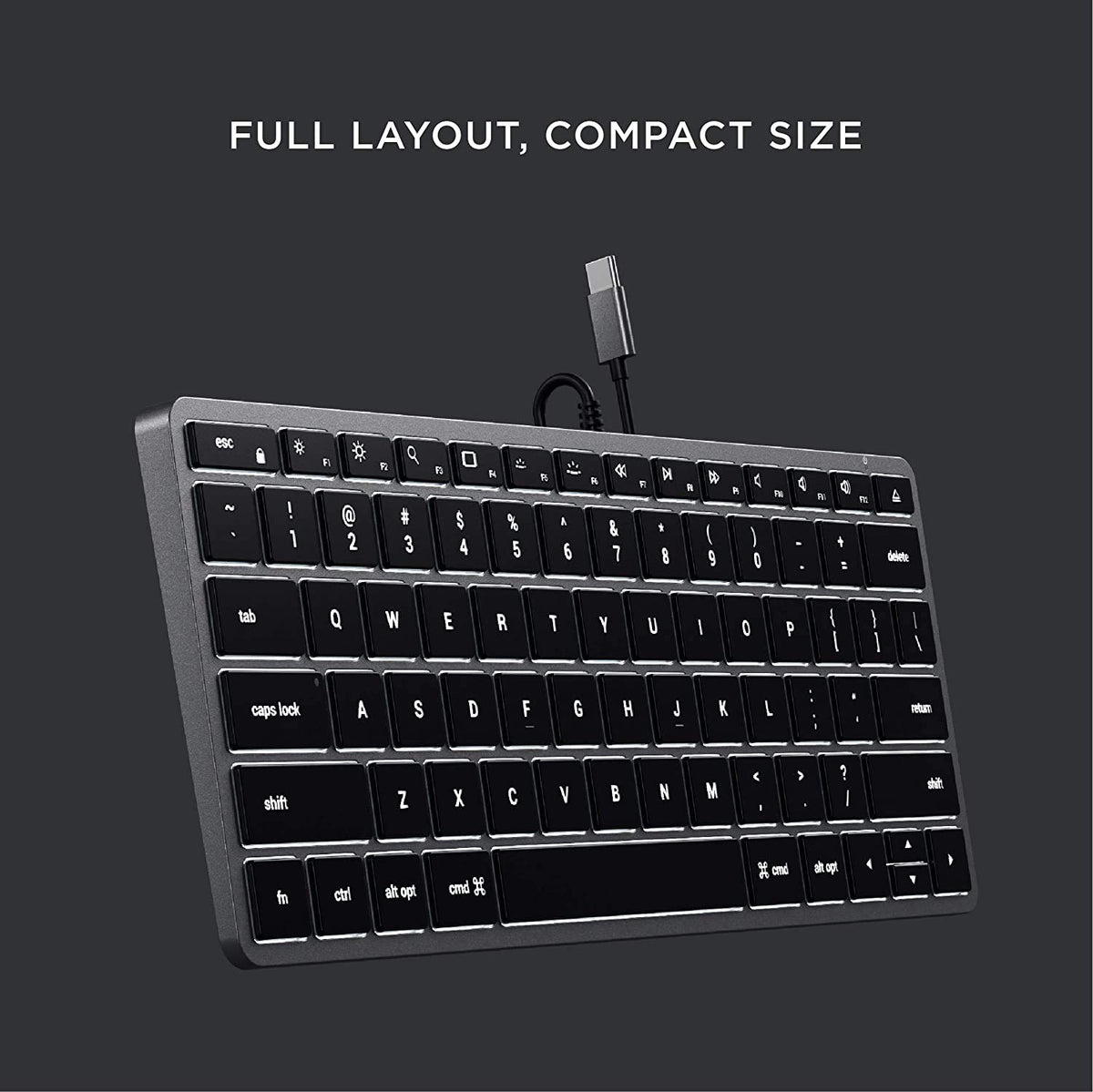 Satechi Slim W1 Wired Keyboard, Backlit Illuminated Keys, USB-C Connection