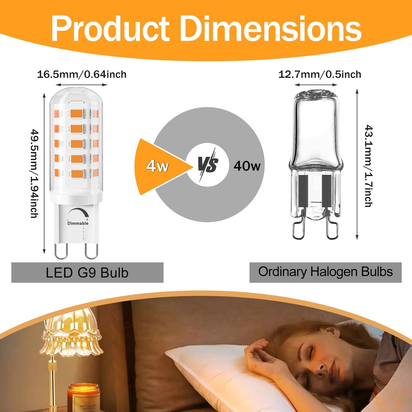 SSQY G9 LED Bulb Dimmable T4 G9 4W Replacement for 40 Watts Halogen, Ceramic Base, 120V 400 Lumen 360°Beam Angle, G9 Light Bulbs for Chandelier, Home