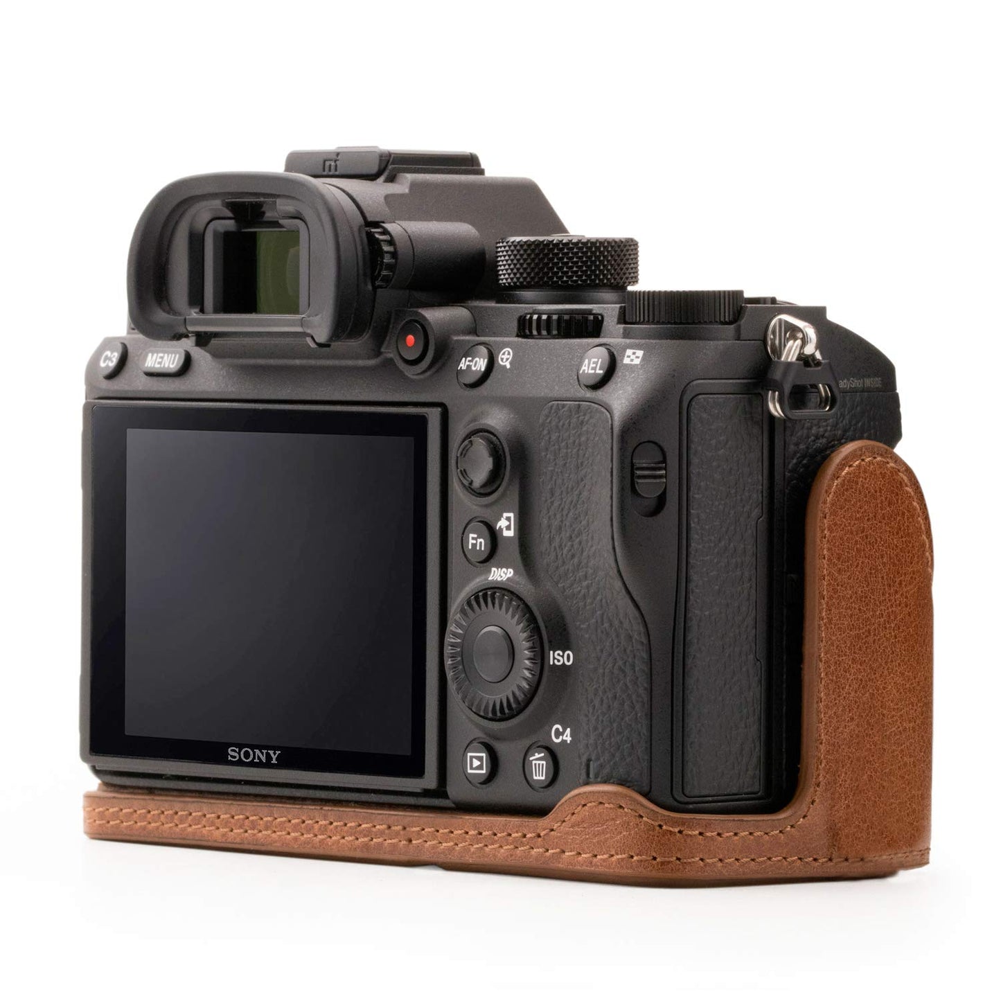 MegaGear MG1244 Sony Alpha A7RIII, A9, A7III Ever Ready Genuine Leather Camera Half Case and Strap - Brown