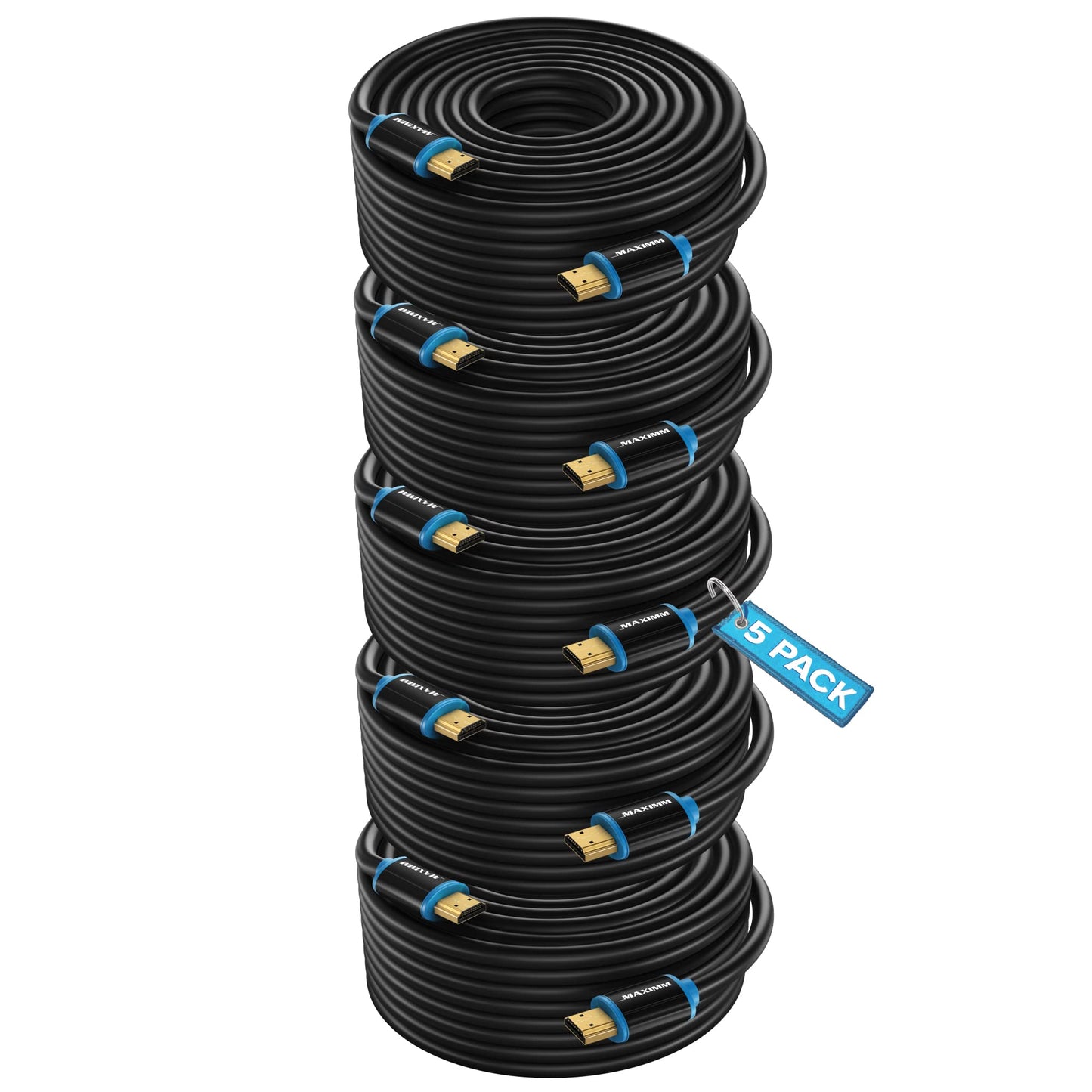 Maximm HDMI Cable 4K Ultra HD 50 Foot (5 Pack) HDMI 2.0 Cable, High Speed 18Gbps 4K60Hz HDR, 3D, 2160p, 1080p, HDCP 2.2, ARC, HDMI Cables