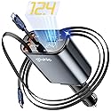 Upgraded Retractable Car Charger 4 in 1, MAX 84W USB C Car Charger Adapter for iPhone 16 Chargers Fast Charging with 3.9FT Longer Cable Cars