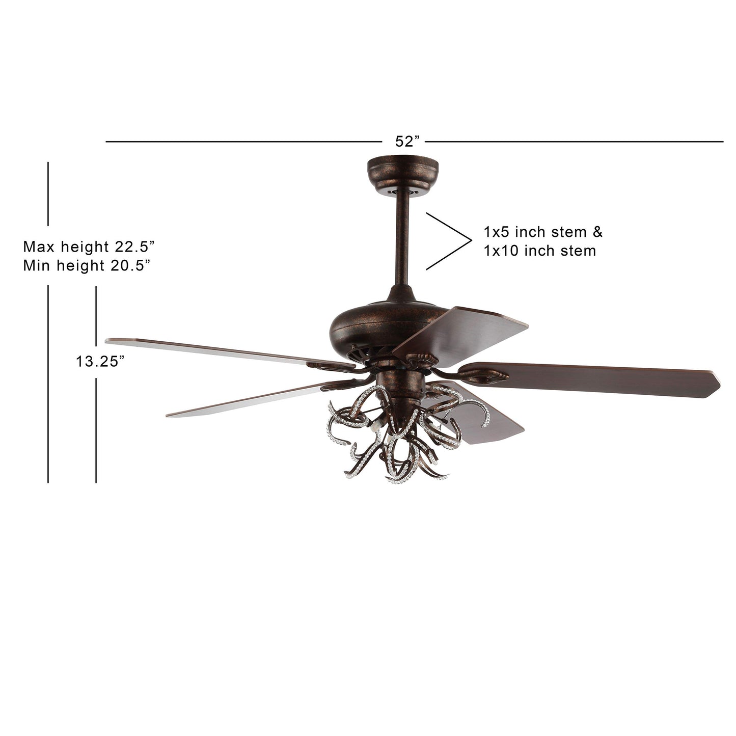 Safavieh Lighting Sensa Red Walnut/Dark Cherry Reversible Blades 52" 3-Speed Ceiling Fan with Remote (LED Bulbs Included)