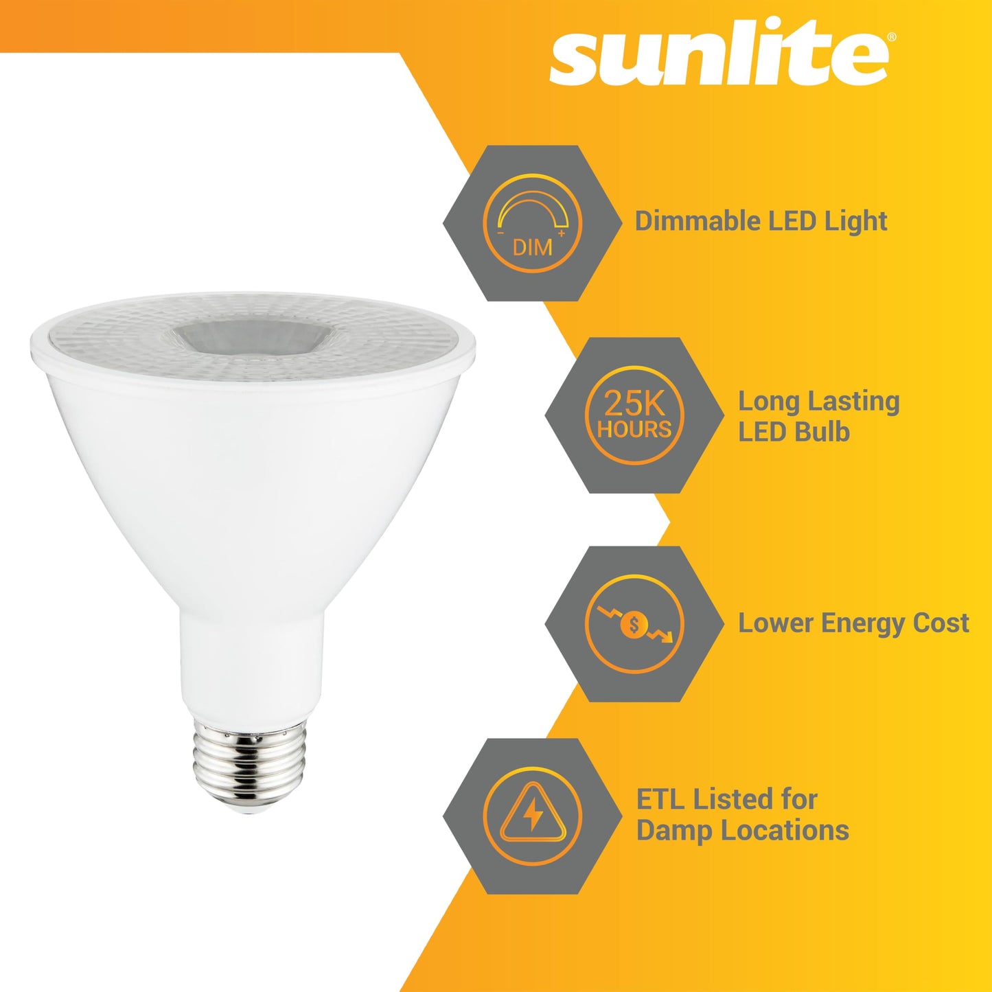 Sunlite LED PAR30 Long Neck Recessed Light Bulb, 9 Watt, (75W EQ), 850 Lm, Medium E26 Base, Dimmable, UL Listed, 35 Degrees Beam Angle, 4000K Cool