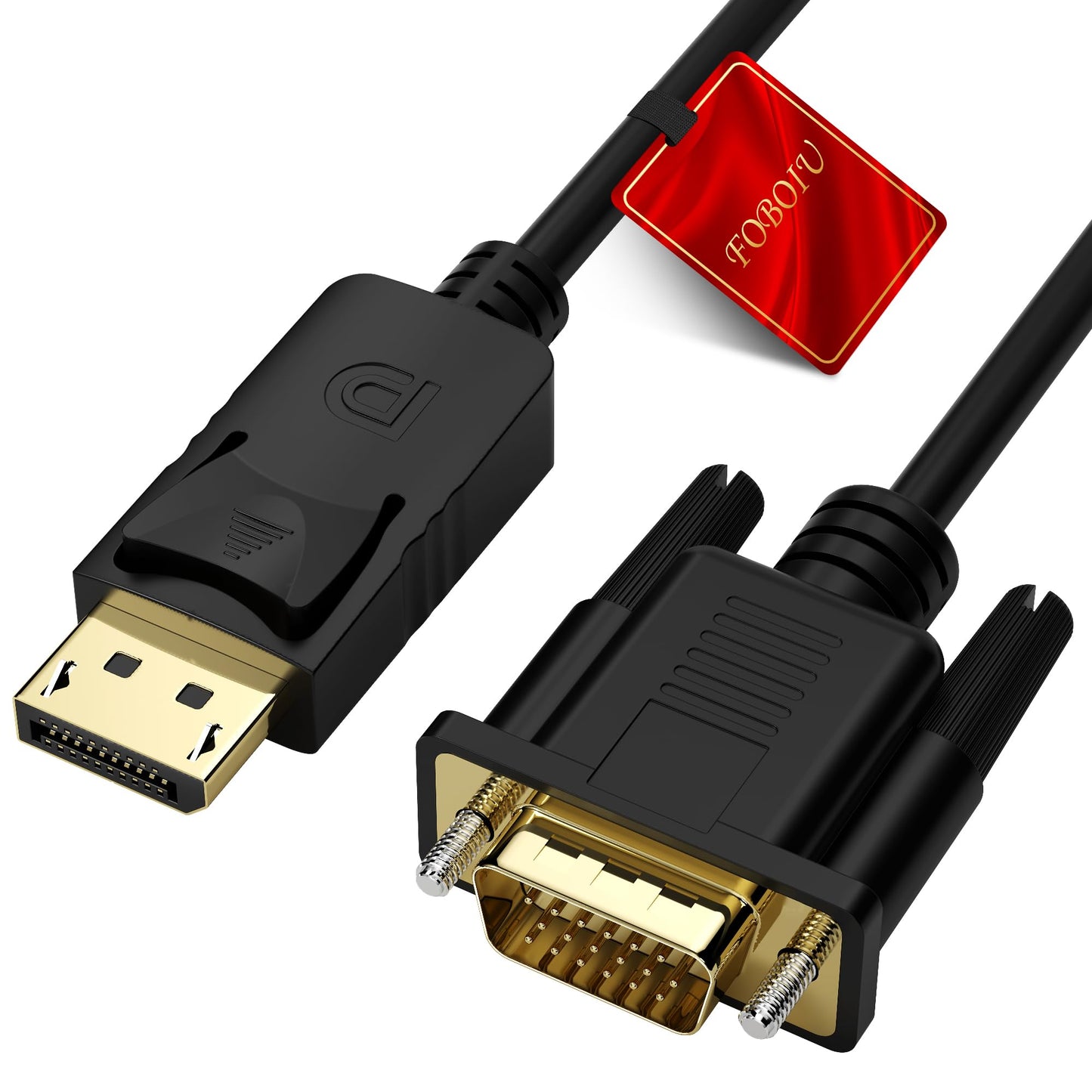 Foboiu DisplayPort to VGA Cable 6FT, Display Port DP to VGA Adapter Cord for Laptop/Desktop to Monitor/Projector, 1080P Male to Male (Not