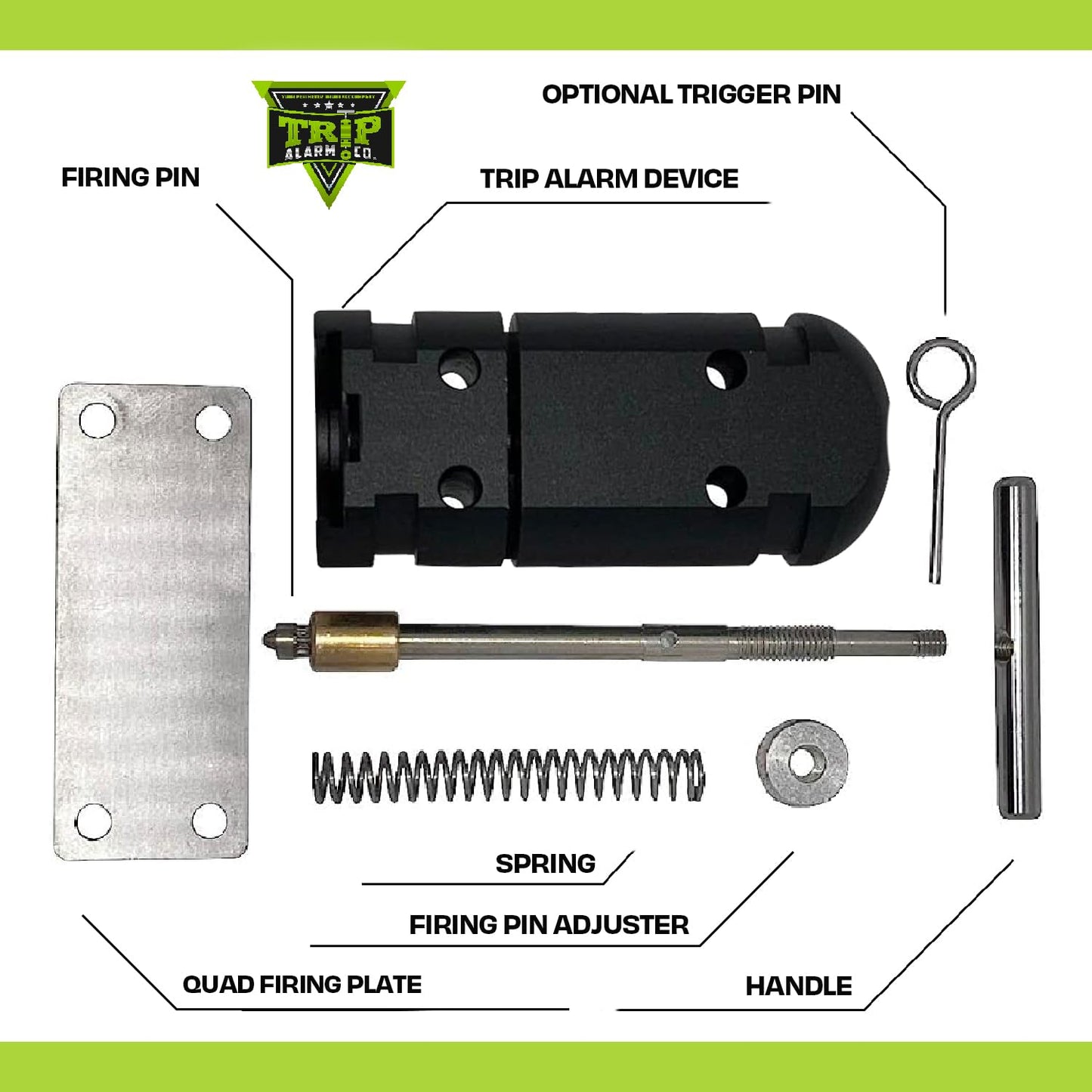 12 Gauge Trip Wire Alarm by Trip Alarm Co. (Black) USA Made Perimeter Defense Device 360° Coverage Quad 3.0 Early Warning Security Device System