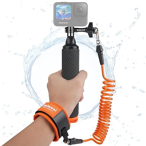 Action Camera Non-Slip Handler Floating Hand Grip Holder Mount + Steel-cored Safety Wrist Strap for GoPro Sony Insta360 Olympus Akaso Underwater