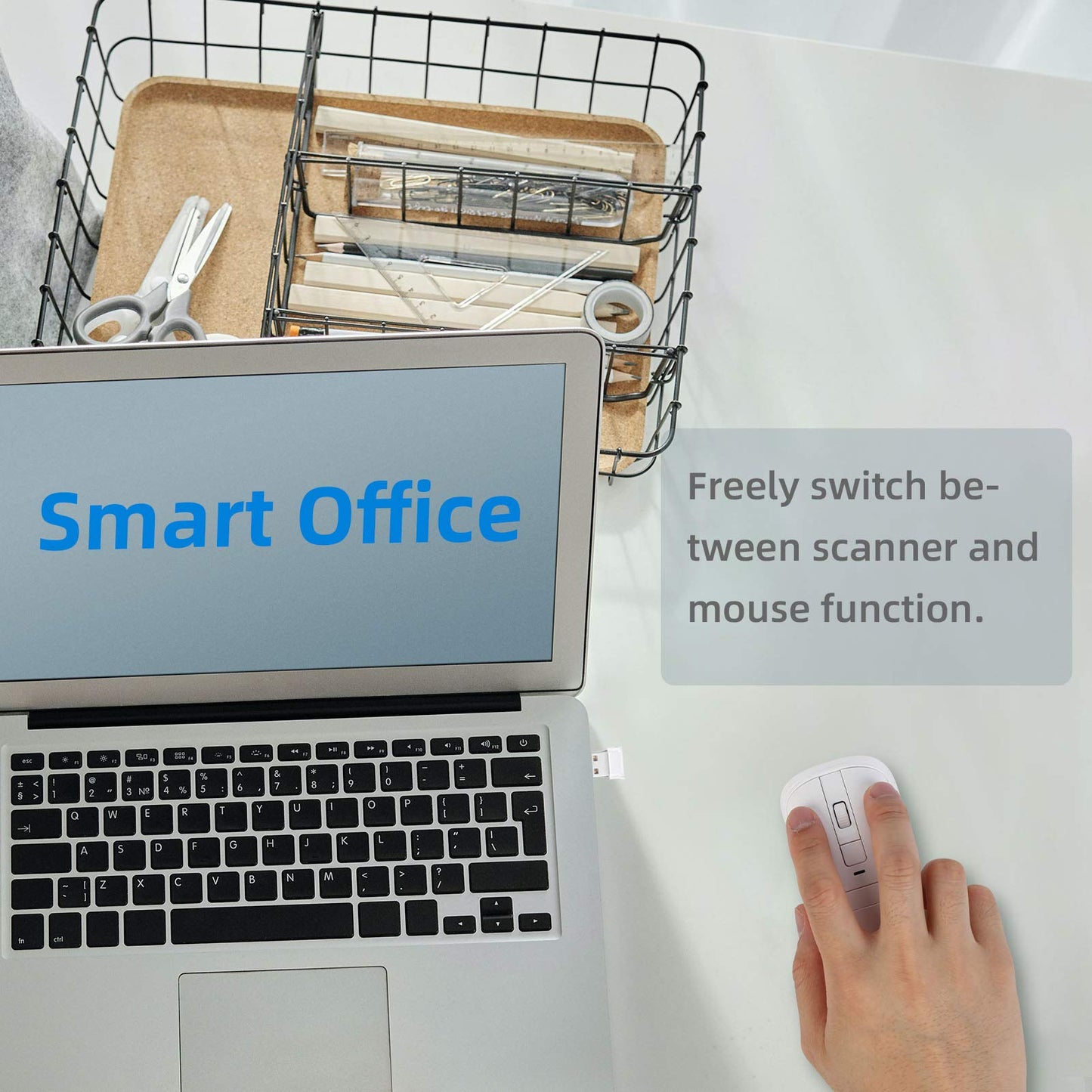THARO New Wireless Mouse Barcode Scanner, 2-in-1 Design 2D Handheld Barcode Scanner with Wireless Mouse Functions for POS System,Store,Supermarket