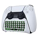 MoKo Keyboard for PS5 Controller with Green Backlight, Bluetooth Wireless Mini Keypad Chatpad for PlayStation 5, Built-in Speaker & 3.5mm Audio Jack