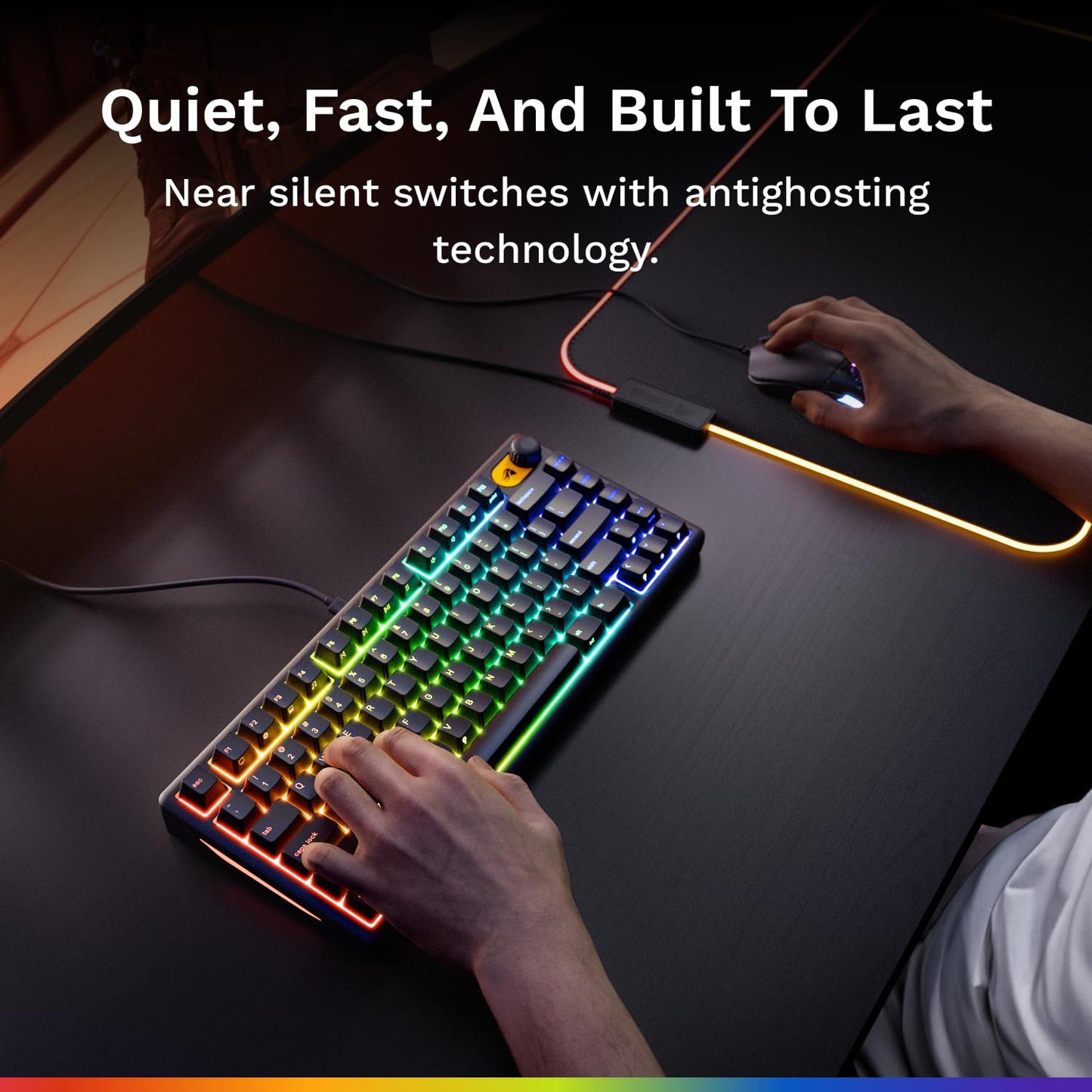GLORIOUS Gaming Keyboard GMBK 75% - Swappable MX Compatible keycaps, Detachable USB Cable, IP57 Water and dust Resistant, 10 Zone RGB Lighting, Quiet