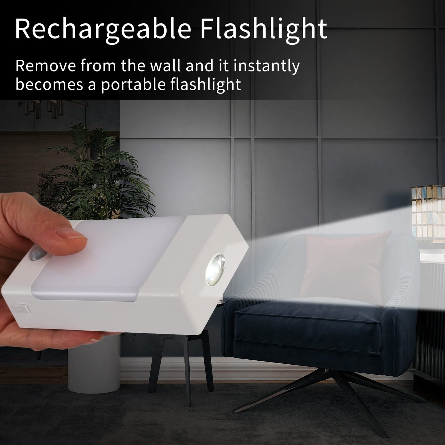 Wennyn 4-in-1 LED Night Light Emergency Backup Light, Motion Sensor, Dusk-to-Dawn Sensor, Rechargeable Battery Operated 5000K Daylight White, LED