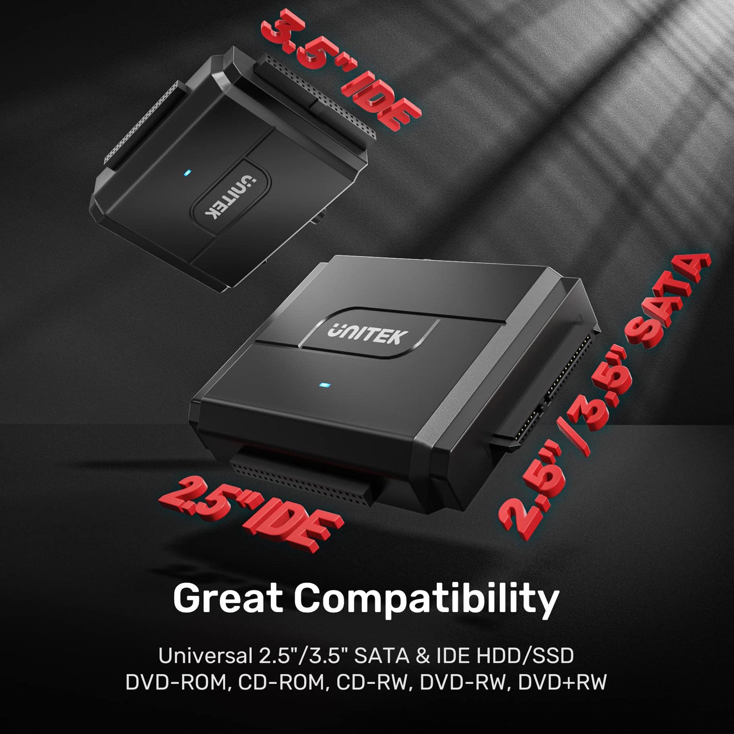 Unitek SATA/IDE to USB 3.0 Adapter, IDE/SATA Hard Drive Recovery Converter for Universal 2.5"/3.5" Inch External HDD/SSD, Support 10TB