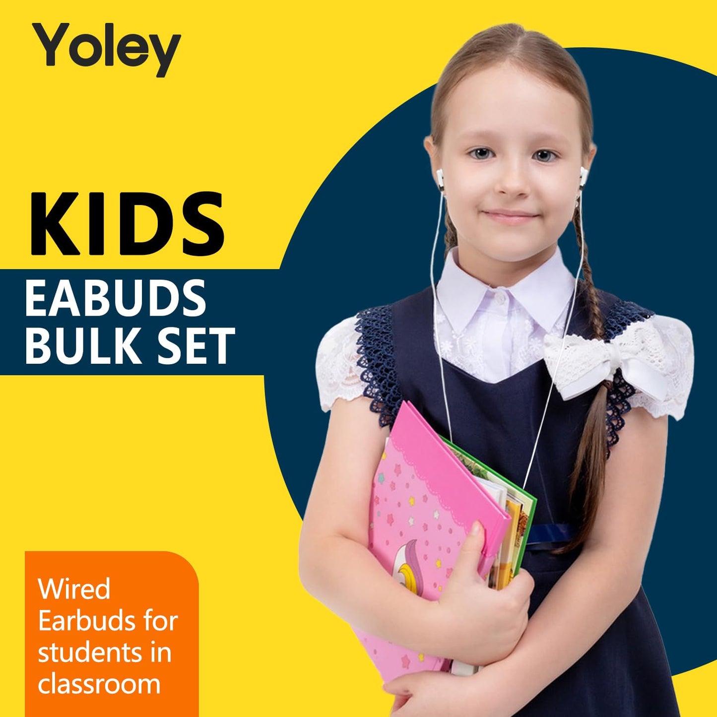 Yoley 200 Packs Classroom Earbuds Bulk Headphones for Kids School Students Children, Wholesale Class Set Durable Earphones, Individually Bagged (200