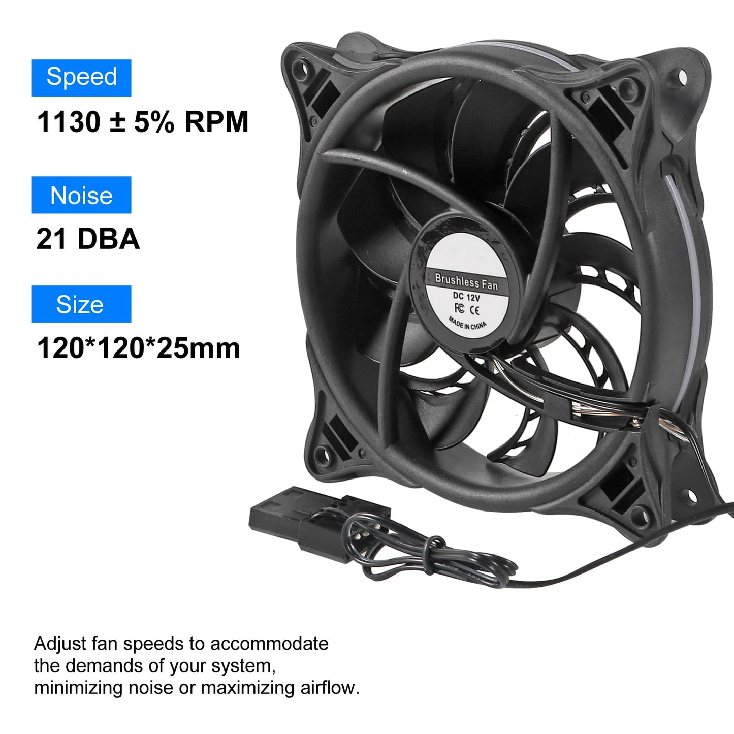 Shutao 120mm PWM 4Pin Interface Computer Case Fan 12025 12V RGB LED Color 4.72in Cooling Case Fan High Long Life Airflow for PC Cases, CPU Coolers