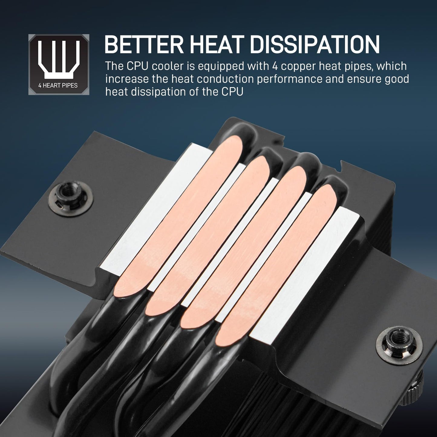 DARKROCK PX4 CPU Air Cooler High-Performance 4 Copper Heat Pipes, 120MM PWM Fan Low Noise - Intel LGA 1851/1700/1200/115X, AMD AM5/AMD4 All Black