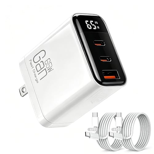 For iPhone 17 Charger Fast Charging - 65W USB C Portable Charger Block with 2 Pack 6FT Fast Charging Cables, Rapid Charger Type C Compatible
