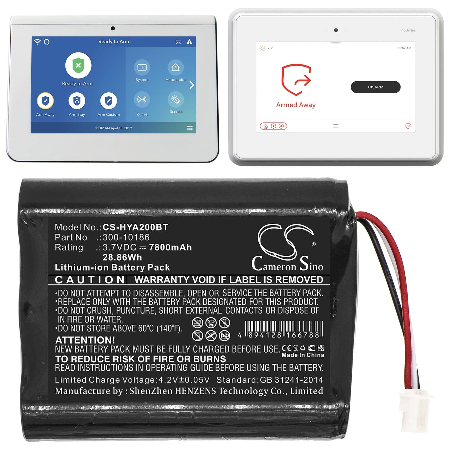 LIONX Battery for Alarm System Fit Model Pro 7 AI05-2 AIO7-1 AIO7-2 Command Smart Security Panel ADT7AIO ADT5AIO 300-10186 7800mAh / 28.86Wh