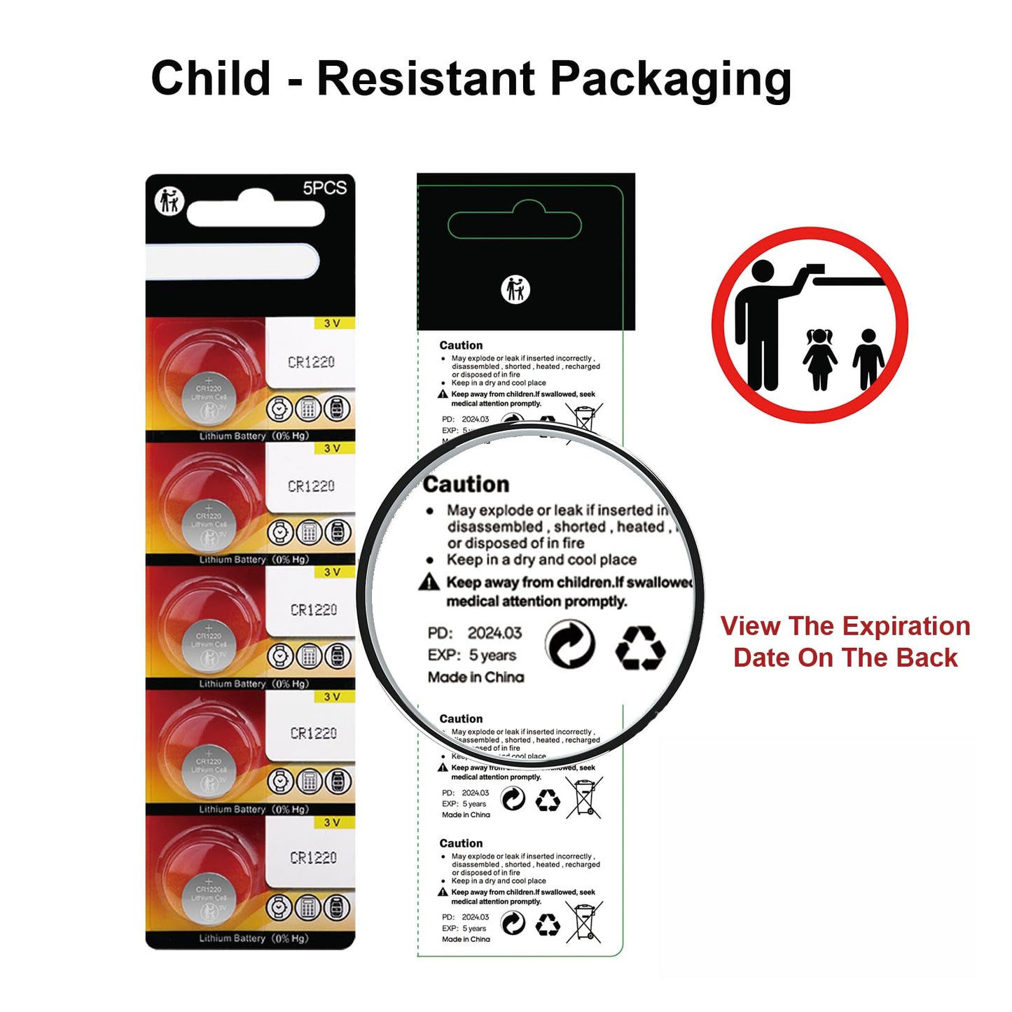 JOXIYECLTL CR1220 Battery 3v Lithium CR 1220 Button Cell Battery(10 Pack)