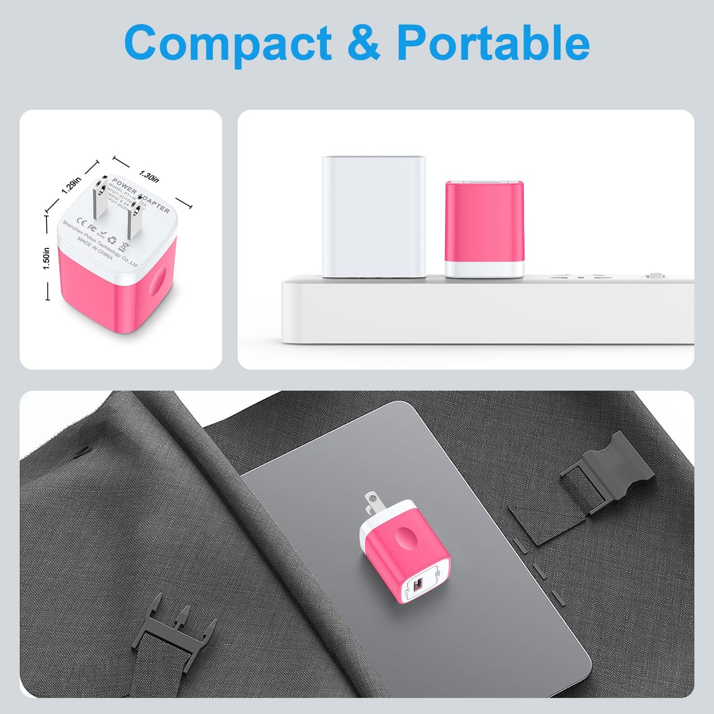 USB Wall Charger Block 2-Pack, 5V 1A Power Adapter for iPhone 14/13/12/11/XS/8 Plus, Samsung Galaxy S23/S22/S21/S10/S9, Google Pixel, USB Cube