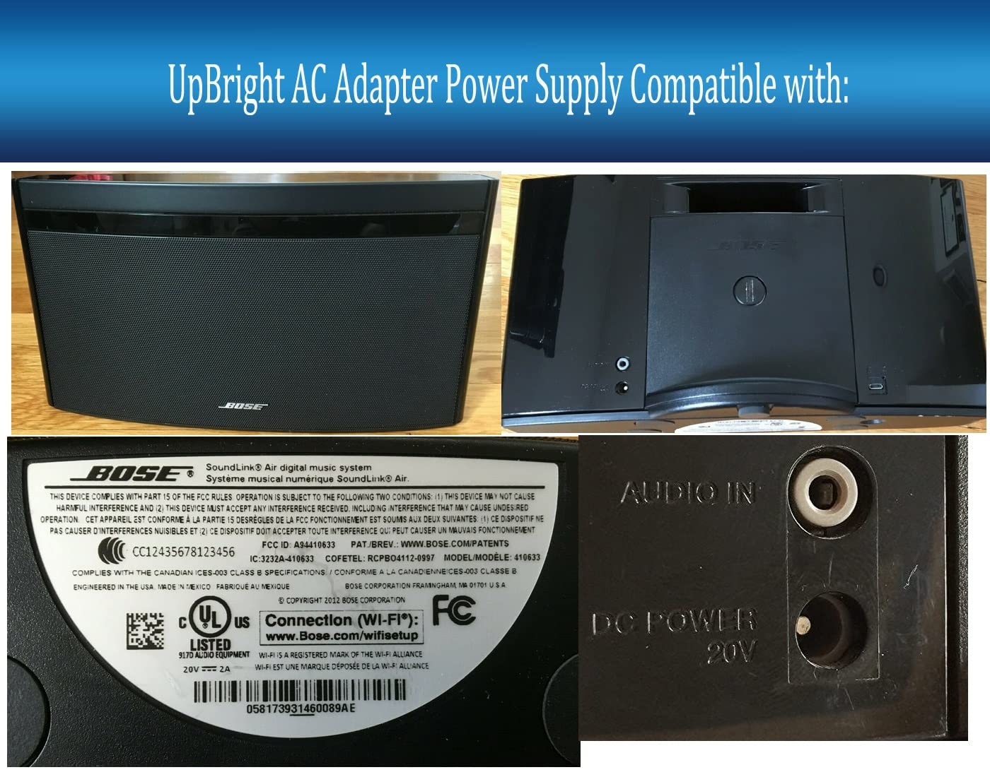 UpBright 20V 2A AC/DC Adapter Compatible with Bose SoundDock Digital Music System Speaker 301141-001 301141-012 306386-101 N123 95PS-030-CD-1 43085…
