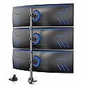 VIVO Vertically Stacked Triple Ultrawide Mount for up to 49 inch Screens, Heavy Duty Adjustable 3 Ultra-Wide Stand, 44 lbs Capacity Per Screen, Black