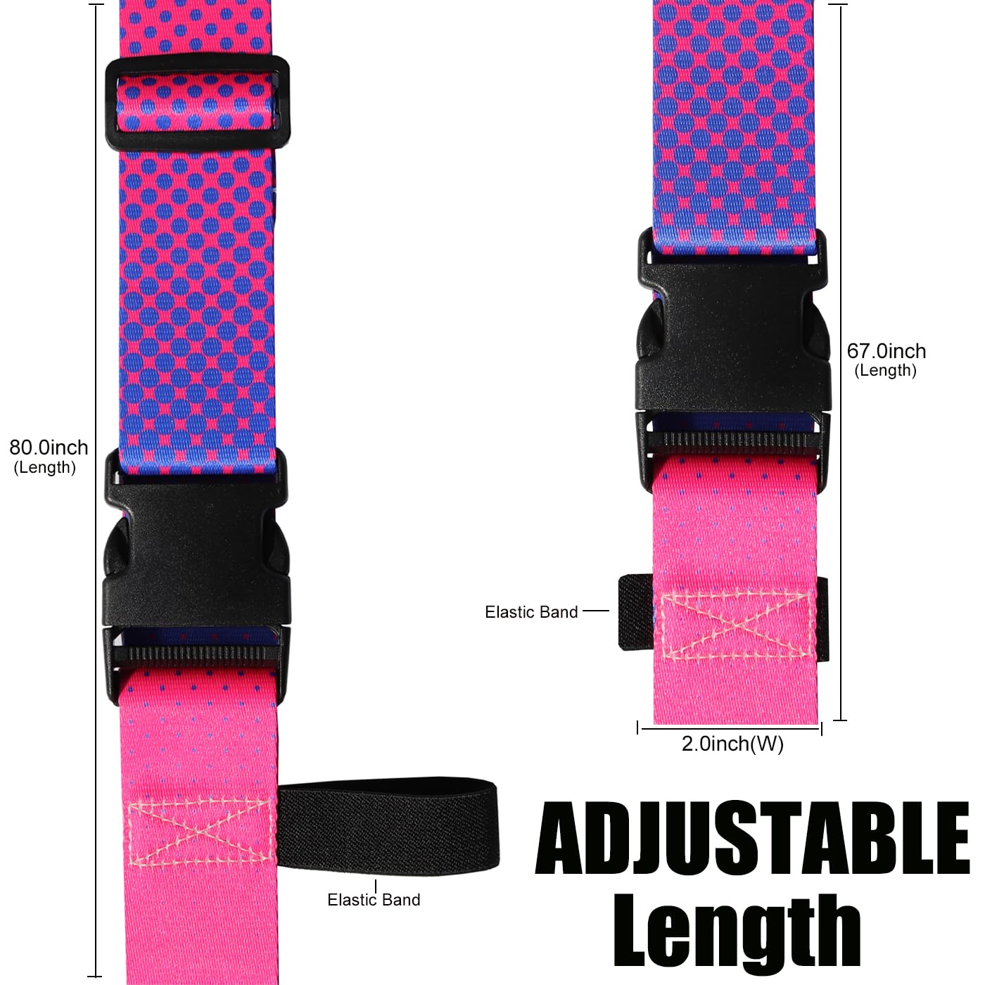 Gowraps TSA Approved Luggage Straps – 2 Pack Adjustable Bright Luggage Belt for Suitcases, Carry-On Bags & Travel Accessories (Gradient)