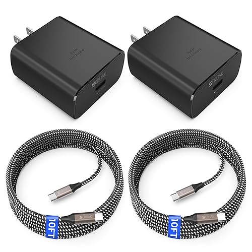45W USB-C Charger,2-Pack 45 Watt Super Fast Charger Type C Wall Charging Block with 2X 10FT Type C Cable for Cable for Samsung Galaxy S26