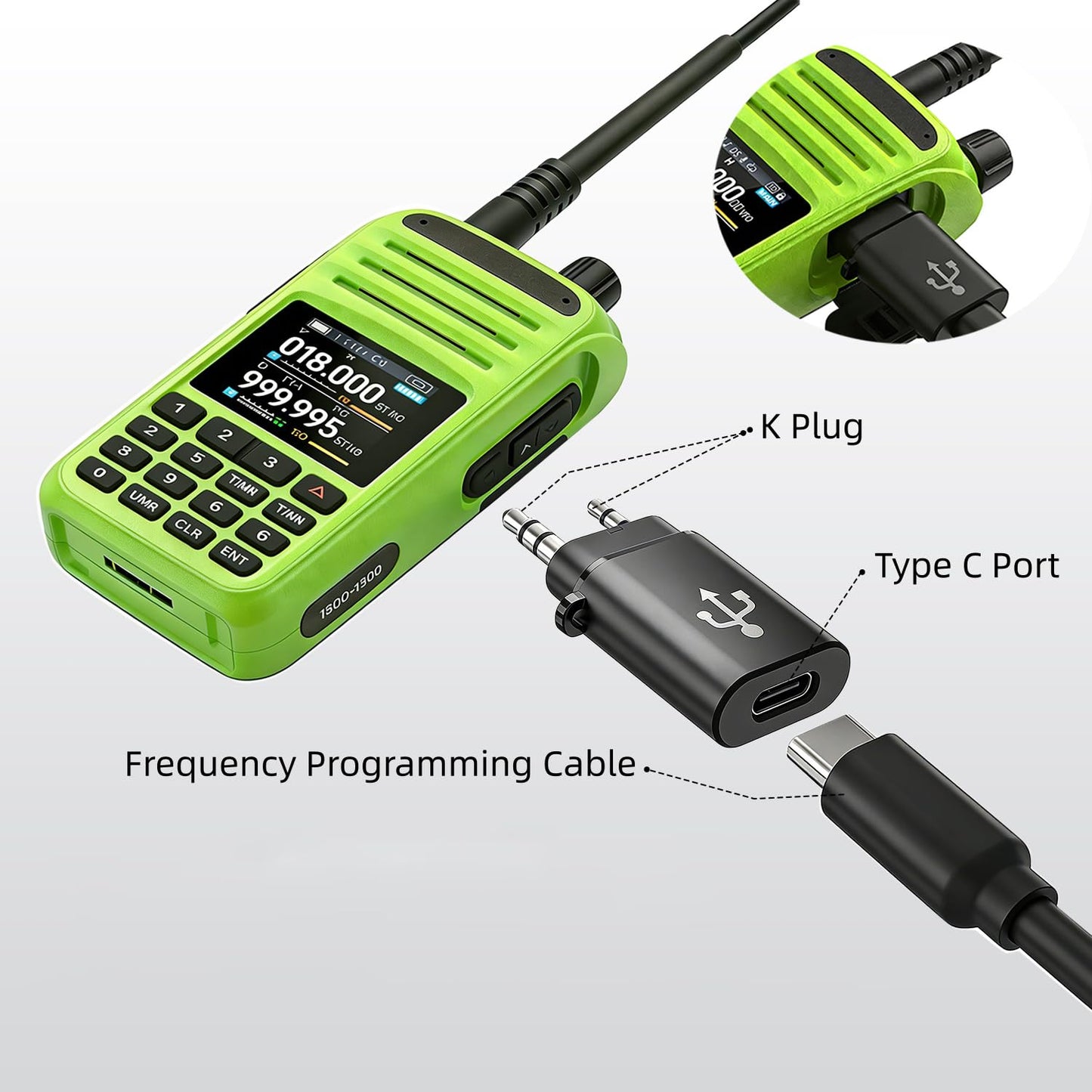 Gtwoilt TPC11 USB C to K Frequency Programming Adapter Contector, for Baofeng (UV-5R, UV-888S, AR-5RM, UV-5RM, UV-32, UV-5Rmini), Quansheng(UV-K5