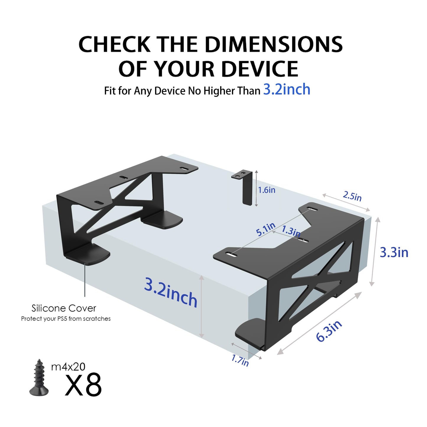 Monzlteck Universal Under Desk Metal Storage Mount for Xbox Series S/X, PS4 Slim/Pro, Compatible with CPU, UPS, Small Form Factor Desktop Tower, Mini