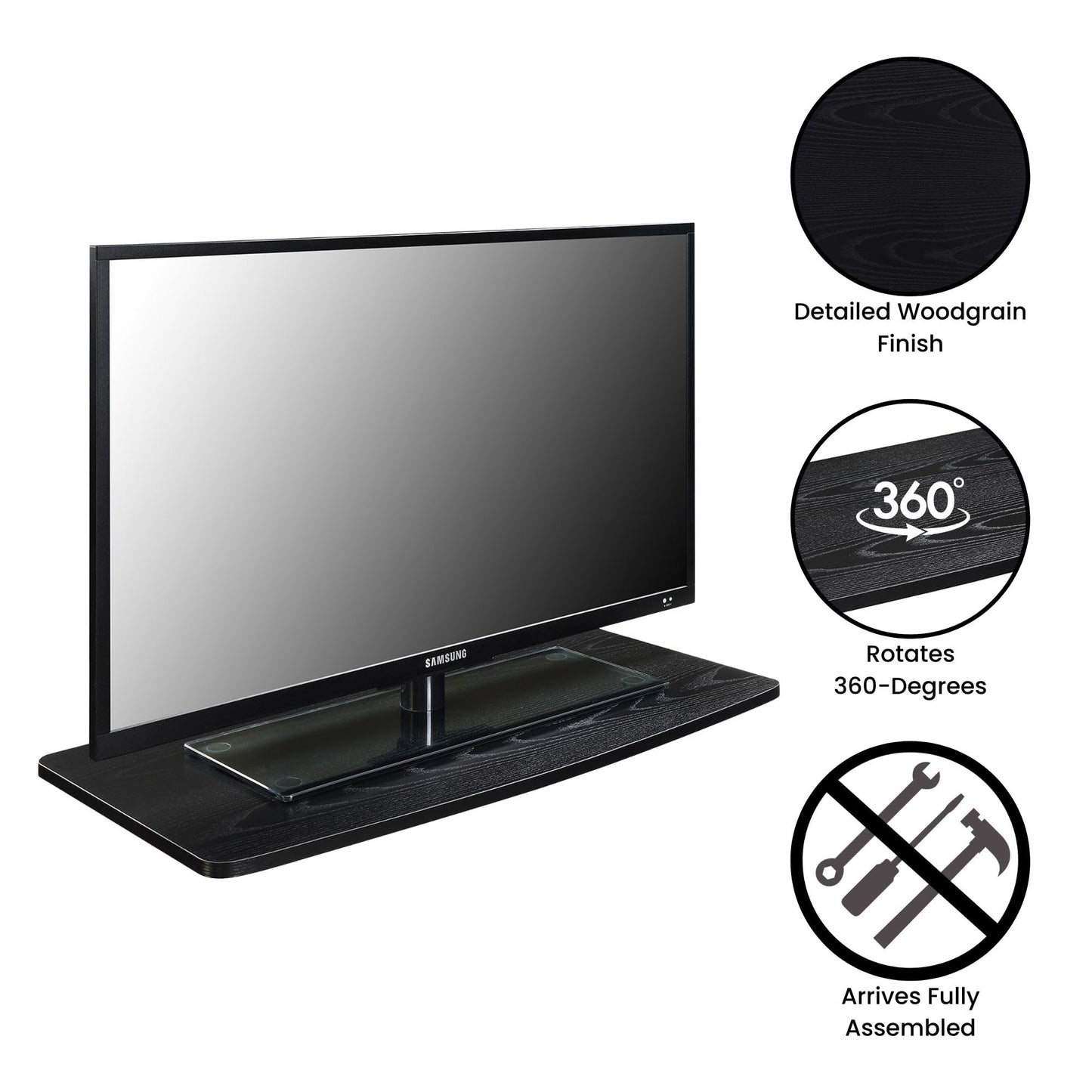 Designs2Go XL Single Tier Swivel Riser for TVs up to 37 Inches