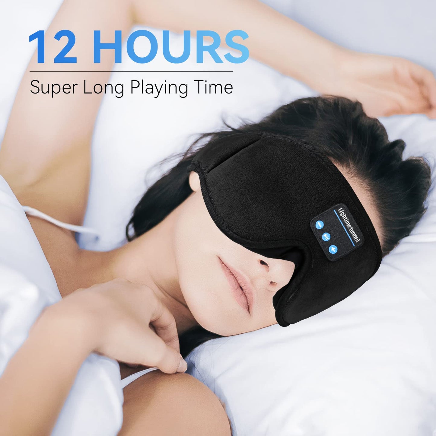 Sleep Headphones, Bluetooth 5.0 Wireless 3D Eye Mask, Lightimetunnel Washable Sleeping Headphones for Side Sleepers With Adjustable Ultra Thin Stereo…