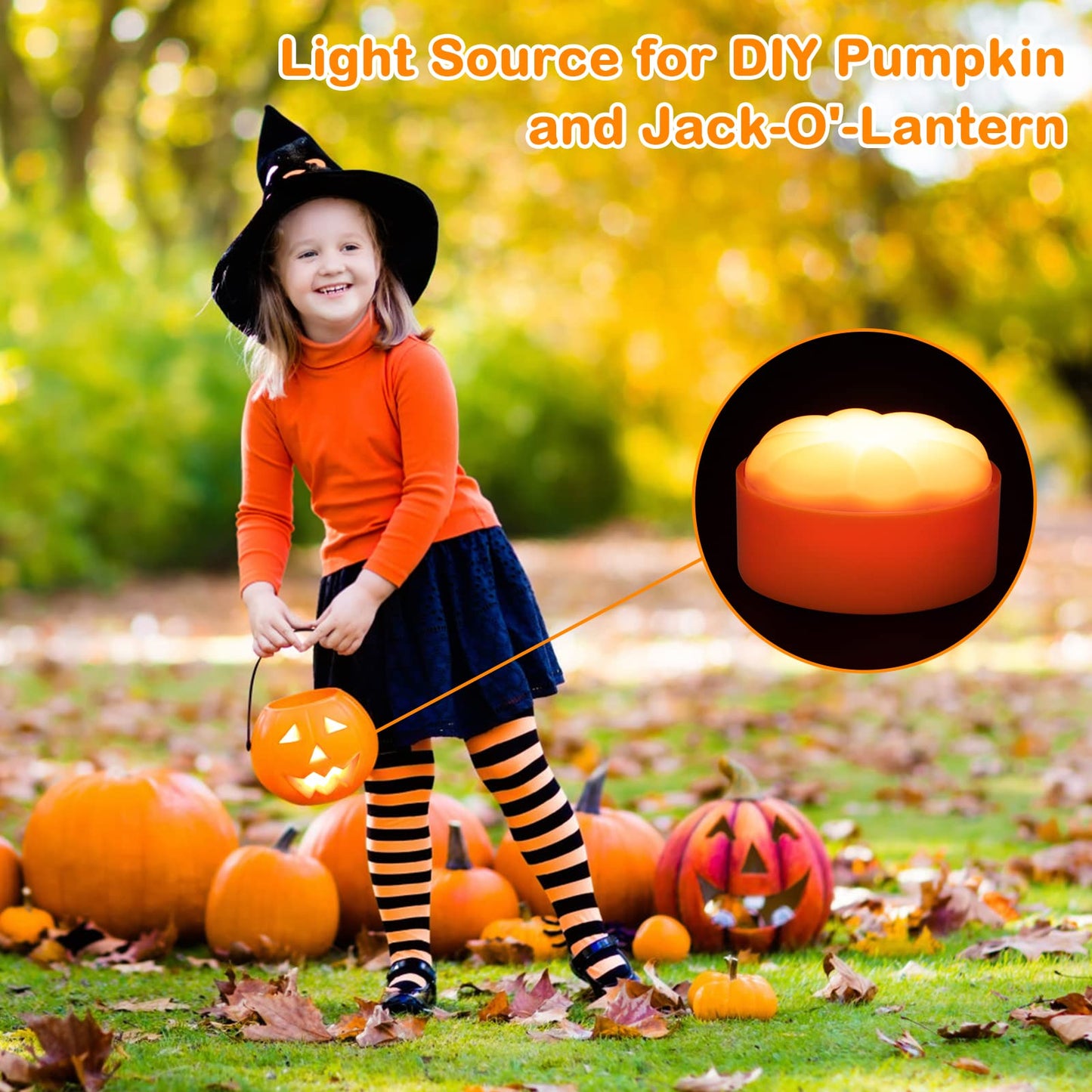 Litake LED Flameless Pumpkin Lights with Remote,Flickering Jack-O-Lantern Lights with Timer,Battery Operated Dimmable Halloween Candle Light