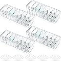 PIEMEET 4 Pack Cable Organizer Box, Plastic Cord Storage Box with Lid, Clear Cord Organizer with 8 Compartments and 40 Wire Ties, Charger Organizers