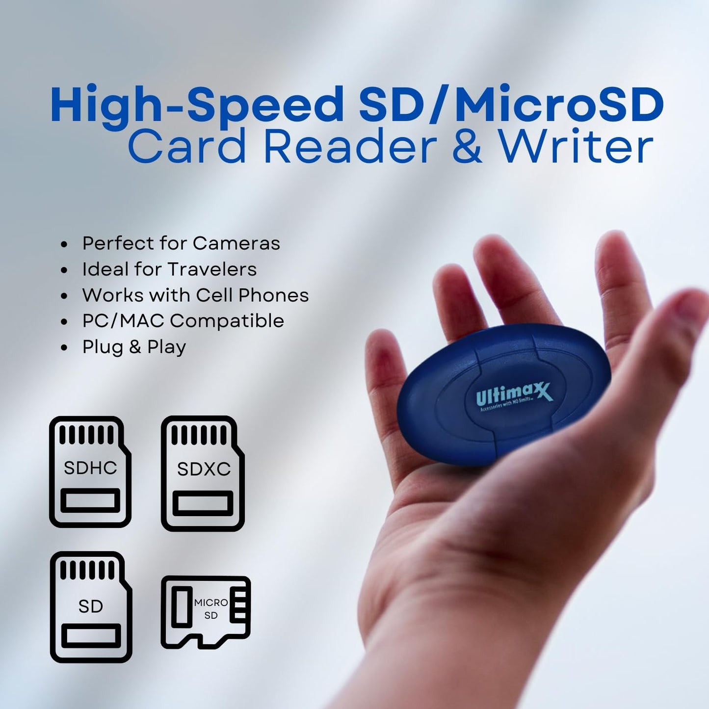 Ultimaxx USB High-Speed Card Reader & Writer for SD, SDHC, SDXC, MicroSD, MicroSDHC & MicroSDXC