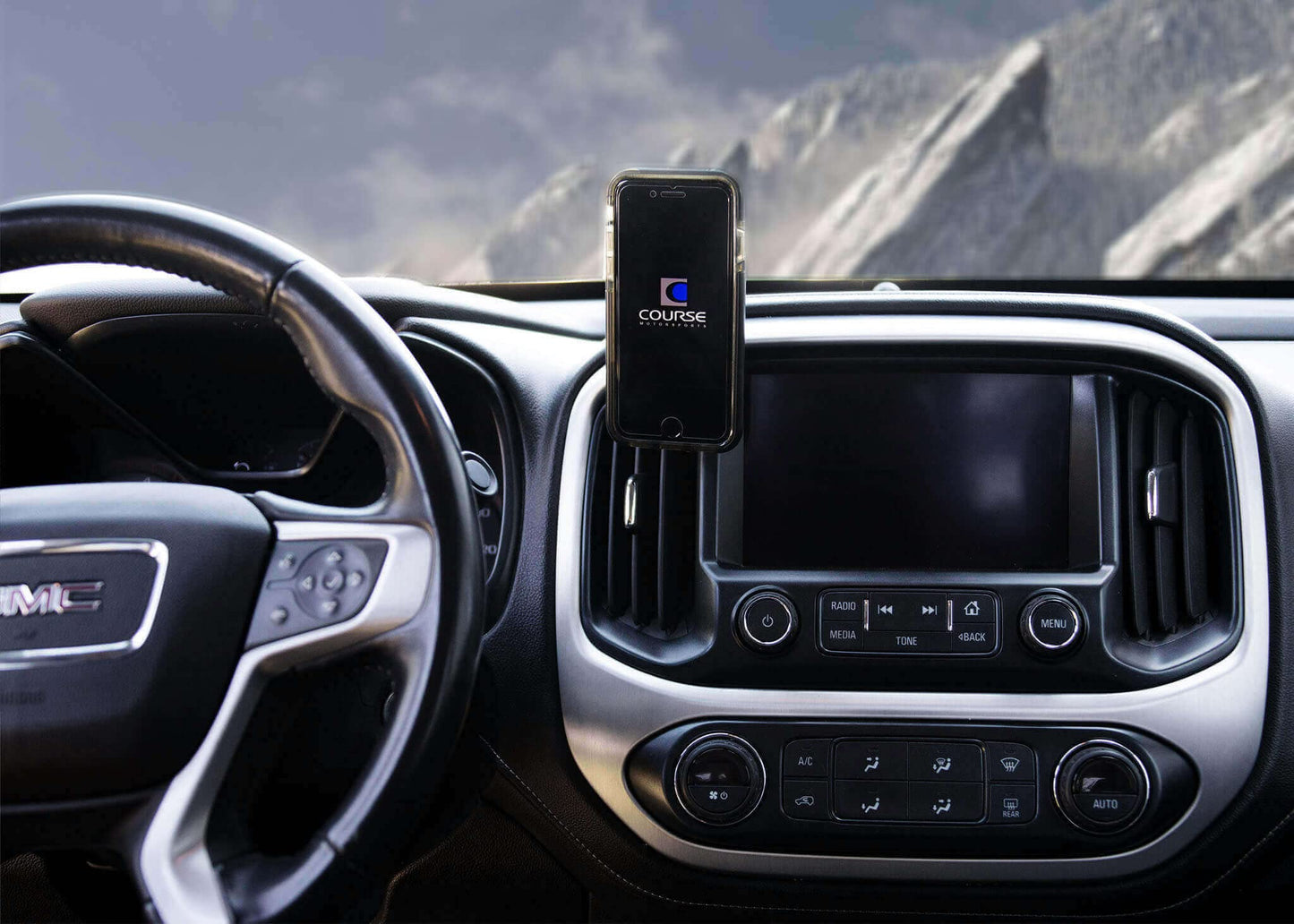 Course Motorsports Direct Fit Phone Mount - Chevrolet Colorado/GMC (Canyon 2015+) Compatible with All Phones - Manual Cradle