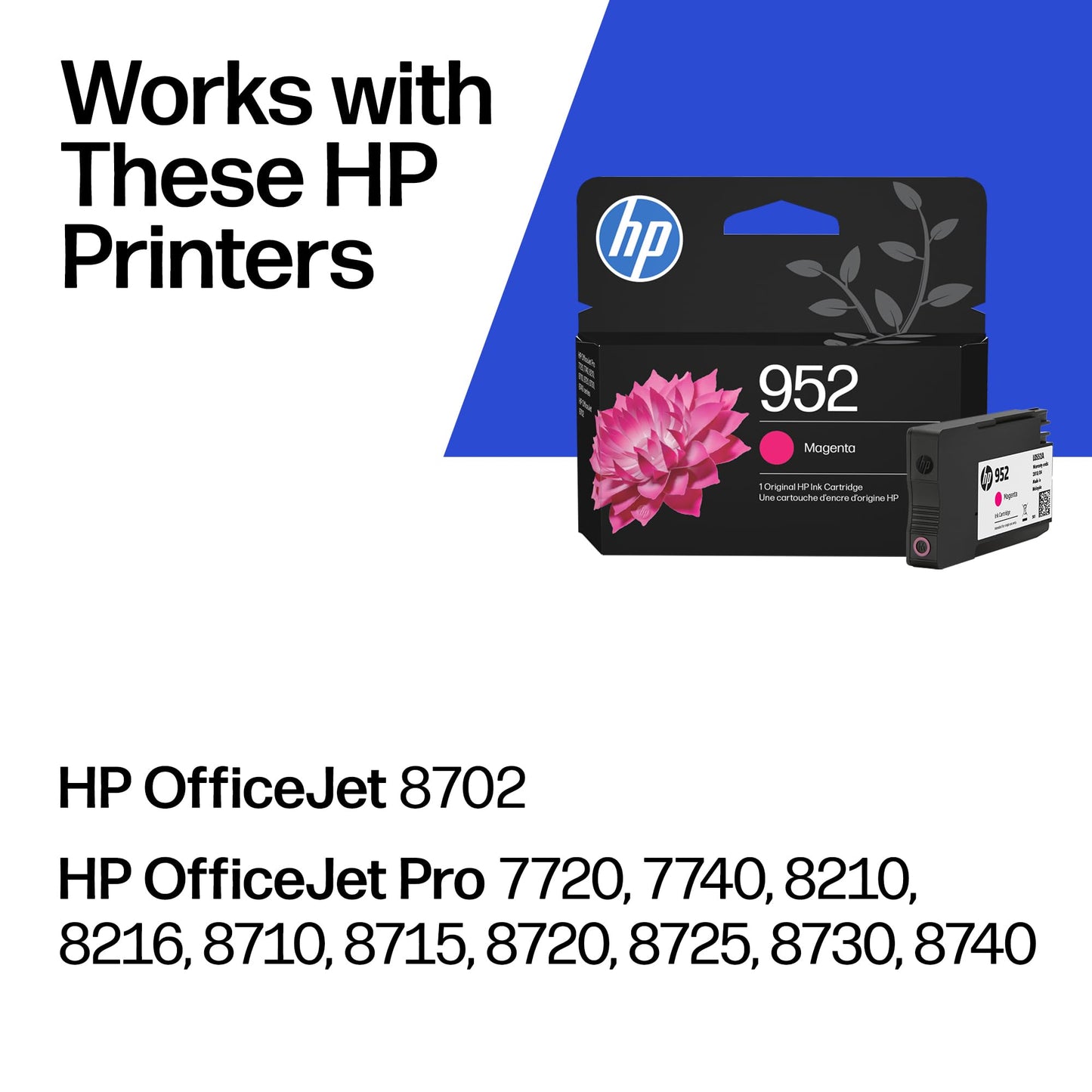 HP 952 Magenta Ink Cartridge | Works with OfficeJet 8702, Pro 7720, 7740, 8210, 8710, 8720, 8730, 8740 Series | L0S52AN