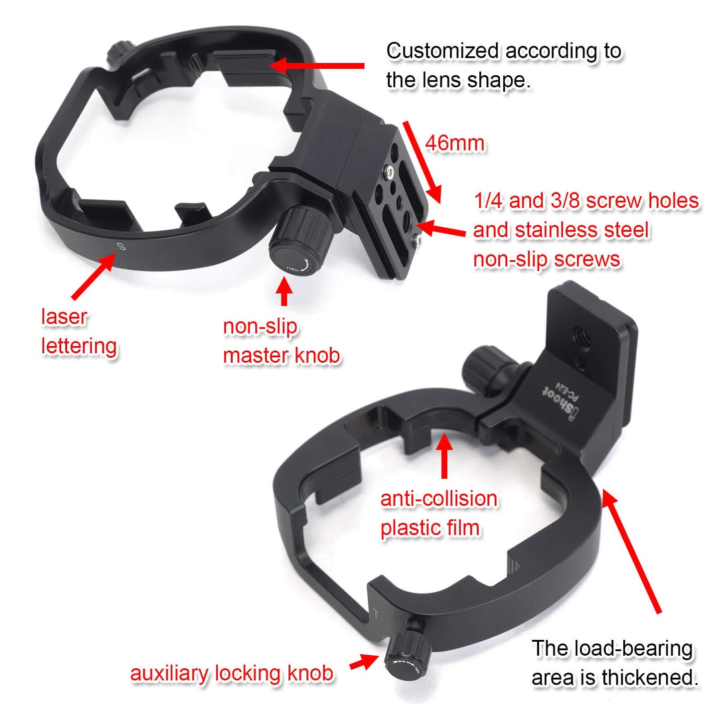 iShoot Tripod Mount Ring, Lens Collar Holder Compatible with Nikon PC-E Micro NIKKOR 45mm f/2.8D ED and 24mm f/3.5D ED Tilt-Shift Lens, Built-in