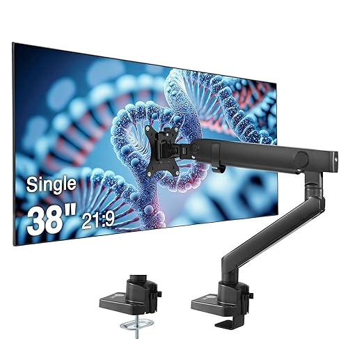 SIIG Aluminum Mechanical Single Monitor Arm Mount - Height Adjustable Desk Mount for 17in to 32in Screens - 17.6lbs Max VESA 75x75mm 100x100mm, Black