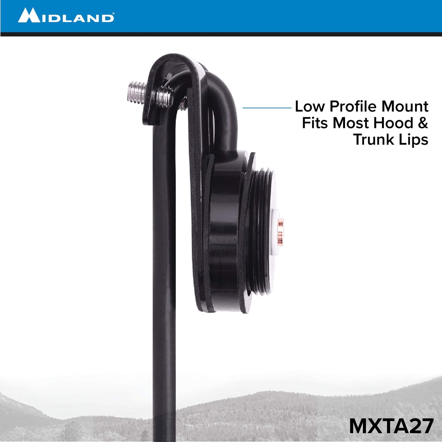 Midland - MXTA27 MicroMobile Universal Lip Mount with NMO Connector and 6M Cable - Fits Most Trunks/Car Hoods