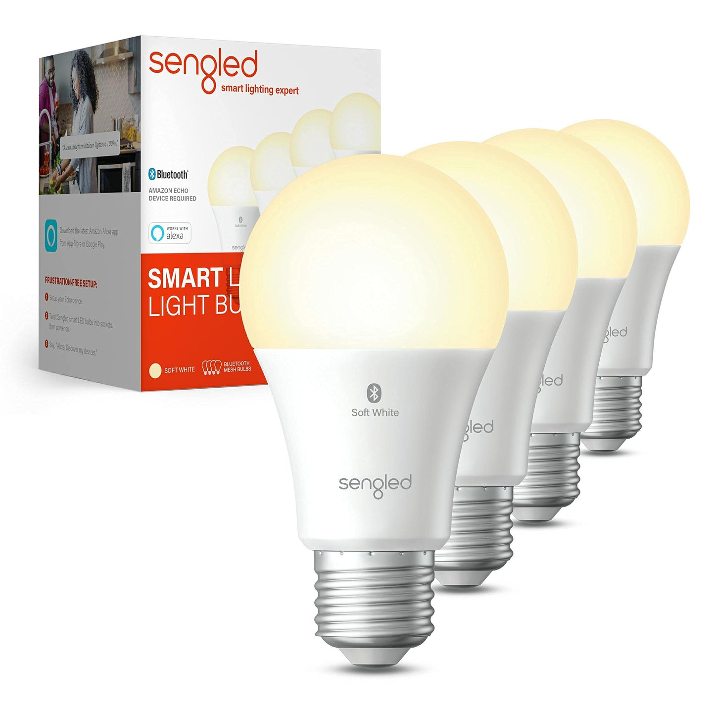 Sengled Alexa Light Bulb, S1 Auto Pairing with Alexa Devices, Warm Light Bulbs, Smart Light Bulbs that Work with Alexa, Bluetooth Mesh Smart Home