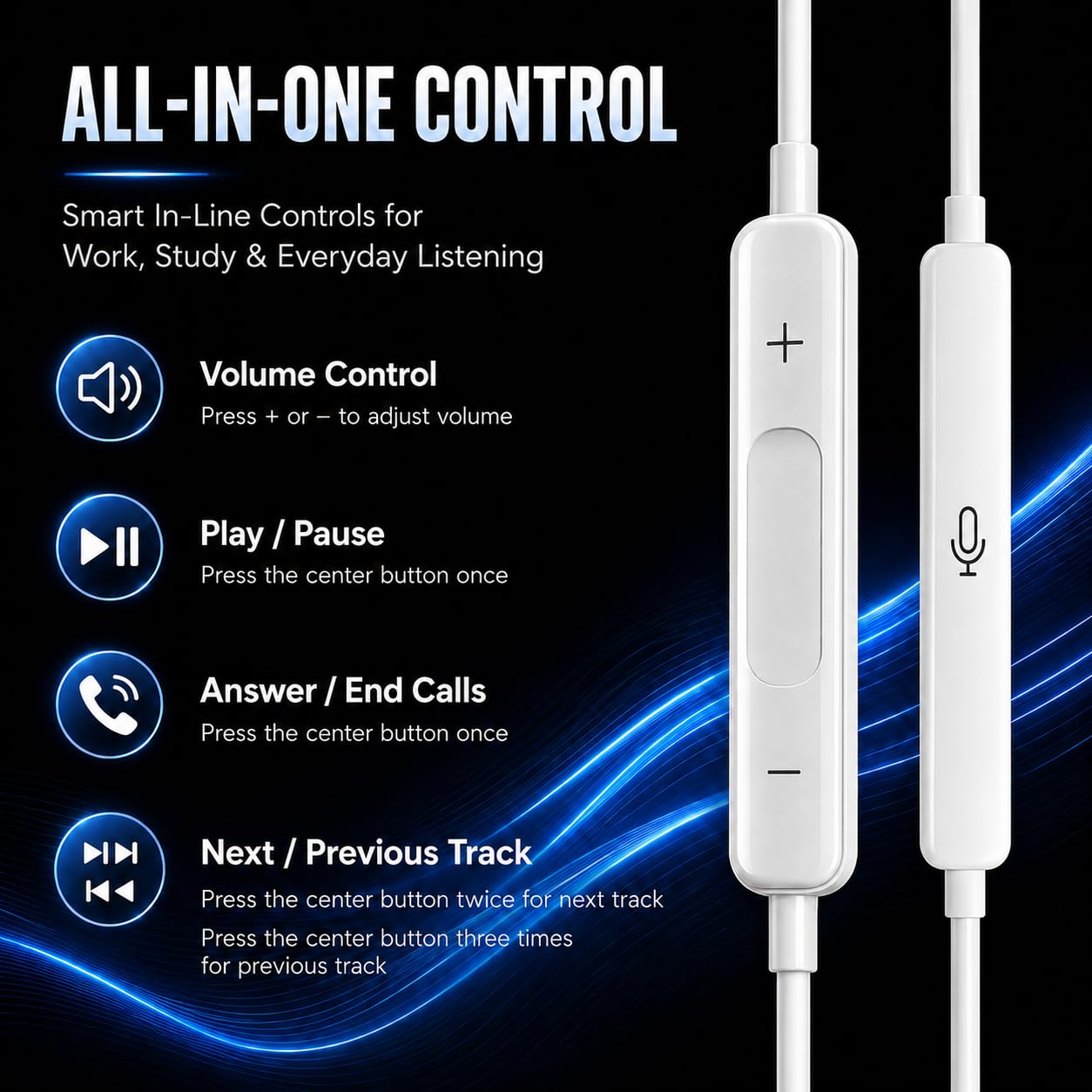 USB C Earbuds Wired USBC Headphones for iPhone 17 16 15 Pro Max 16e 15 16 Plus, Ear Buds in-Ear Earphones Wired Type C Ear Phones with Microphone