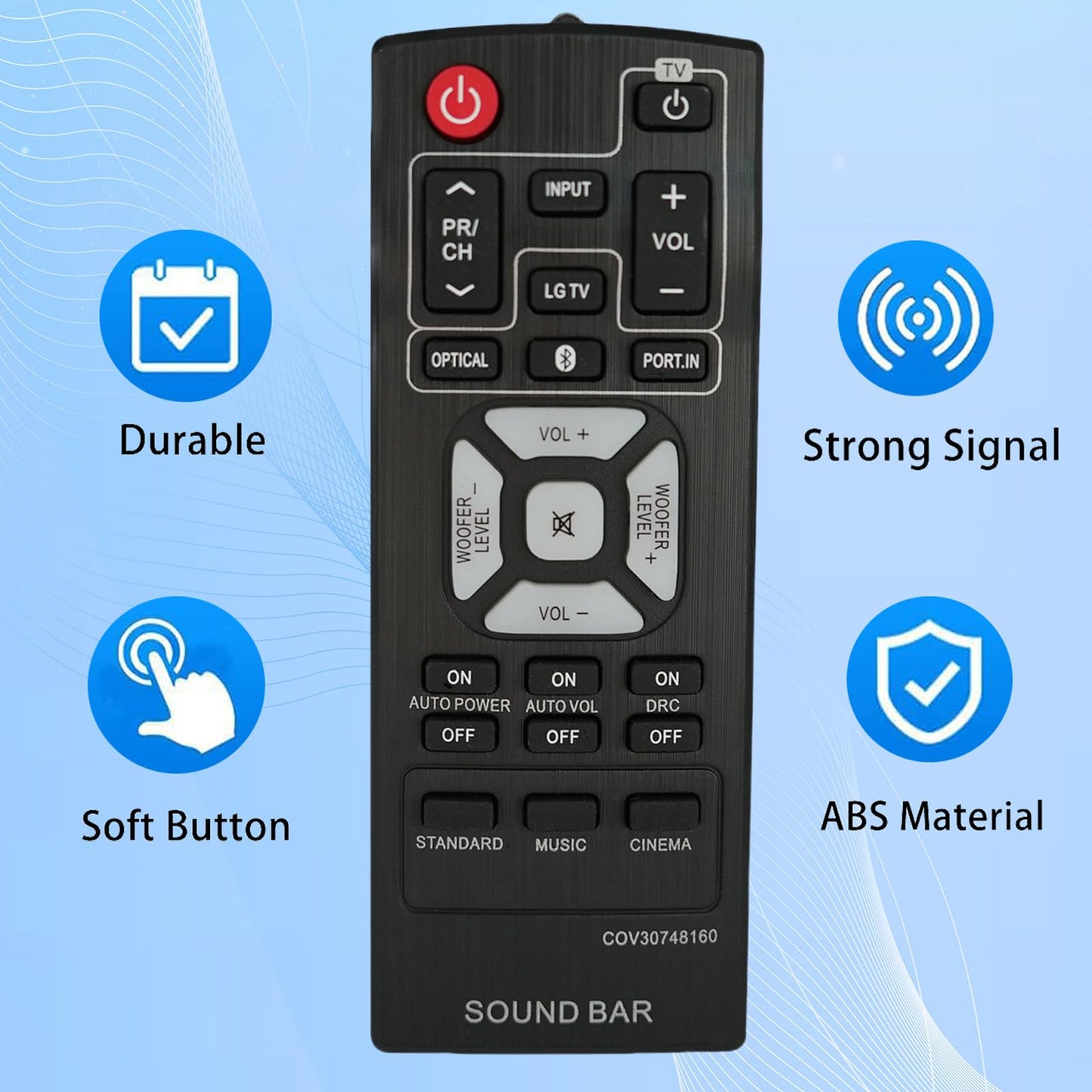 Replacement Remote Control COV30748160 COV30748128 for LG soundbar Sound bar NB2540 NB2540A NB2540D NB2540ADEULLK NB2540NBADEULLK S24A1-W,S24A1W