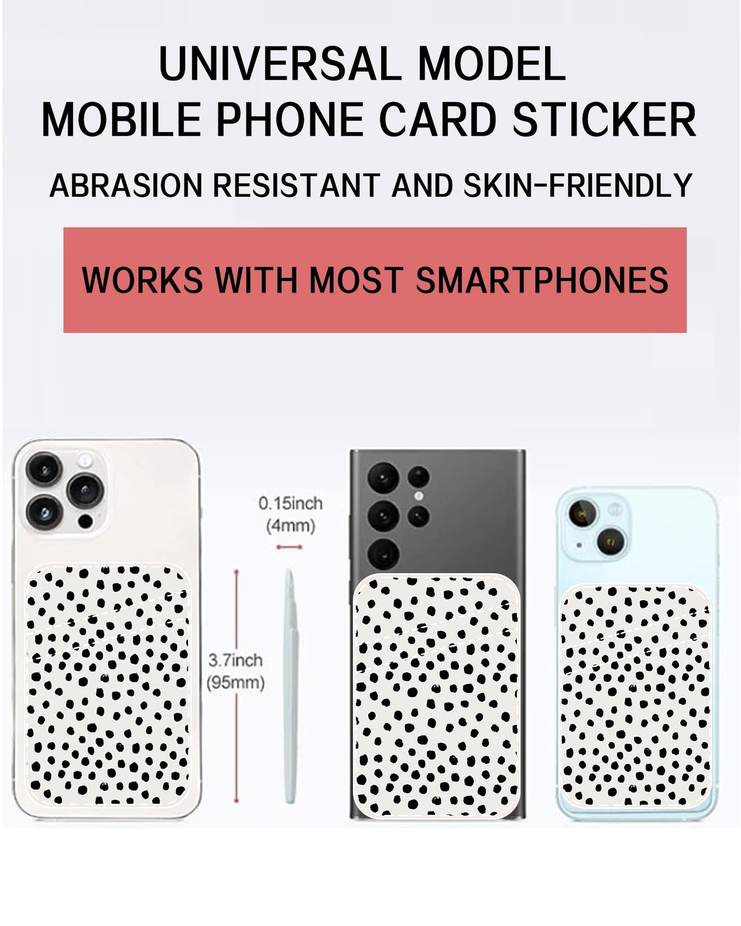 JYCardPKT Phone Card Holder Leather, Dual Pocket Phone Wallet Adhesive Stick On, Cute Phone Case Credit Card Holder, Suitable for Most of Phones Cute