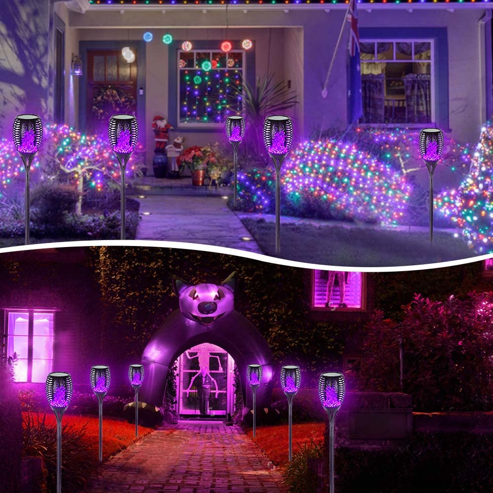 EOYIZW Solar Lights Outdoor, 4 Pack Premium 99 LEDs Purple Halloween Decorations Solar Lights - IP65 Waterproof Garden Outdoor Decor for Halloween
