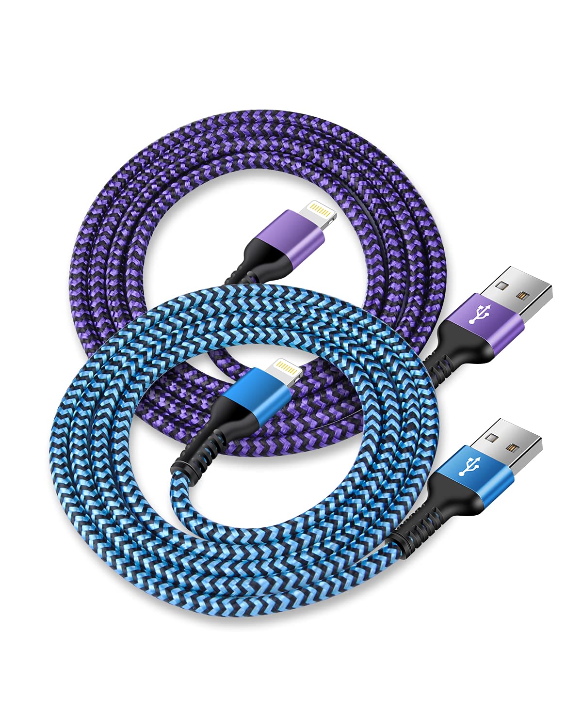 USB A to Lightning Cord, 2Pack/3Ft Nylon Braided iPhone Charger Cable, Apple Approved Fast Charging Power Wire for iPhone 14, 14 Pro Max, 13 Pro Max…
