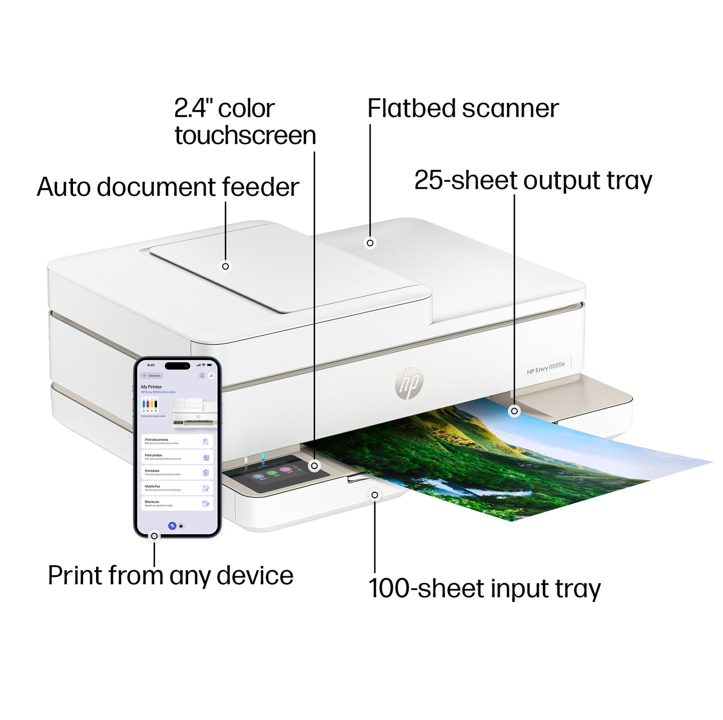 HP Envy 6555e Wireless All-in-One Color Inkjet Printer, Portobello, Print, scan, Copy, Duplex Printing Best-for-Home, 3 Month Instant Ink Trial