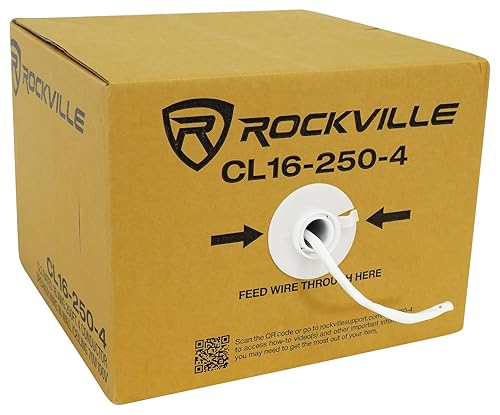 Rockville CL16-250-4 16 AWG 250' 4 Conductor Speaker Wire, CL2 Rated, 100% OFC Copper, Color-Coded PVC, for Home Theater and Commercial Audio